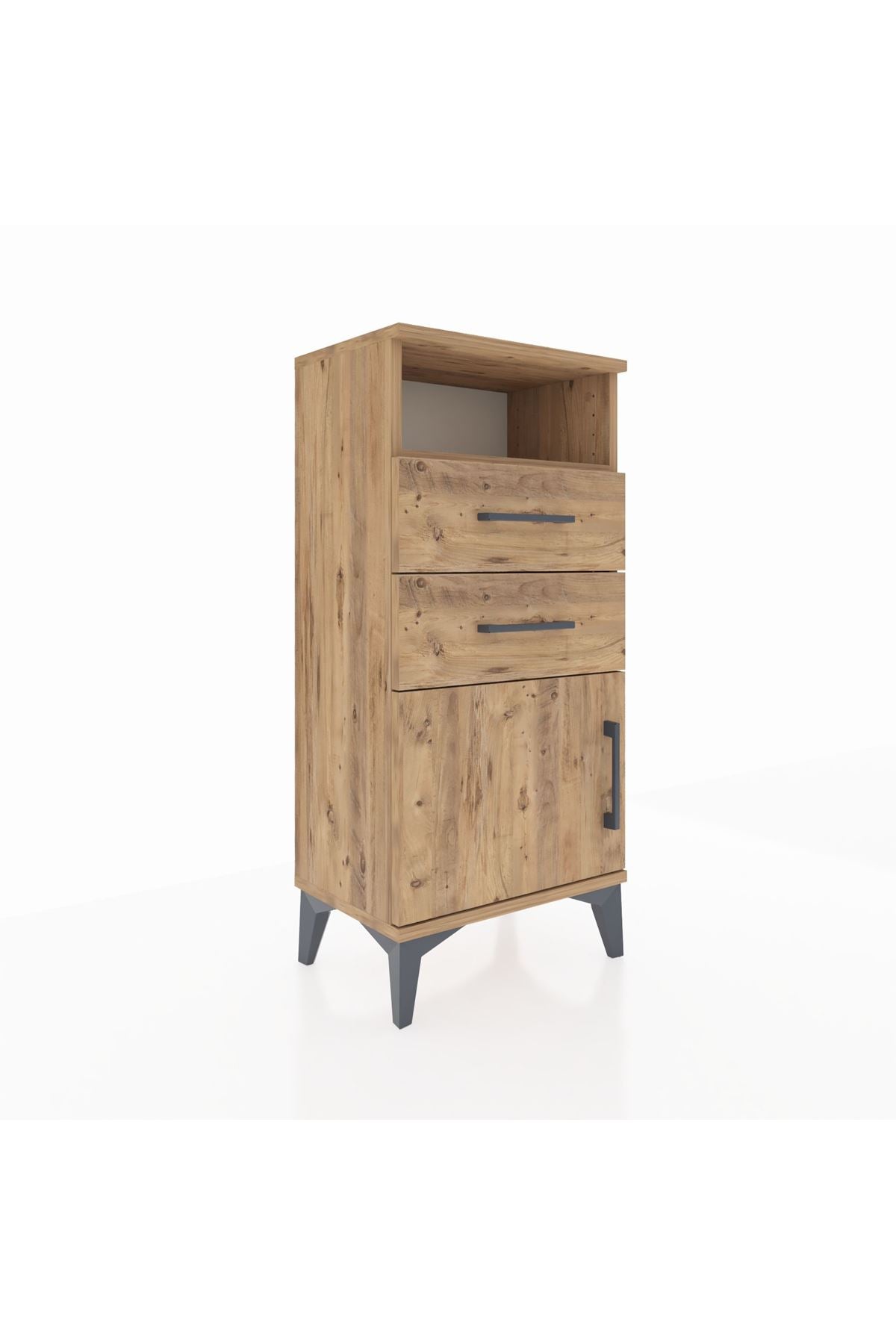 Arges Komodin Tek Raflı 2 Çekmeceli Tek Kapaklı 44x30x96 - S09M025V9A