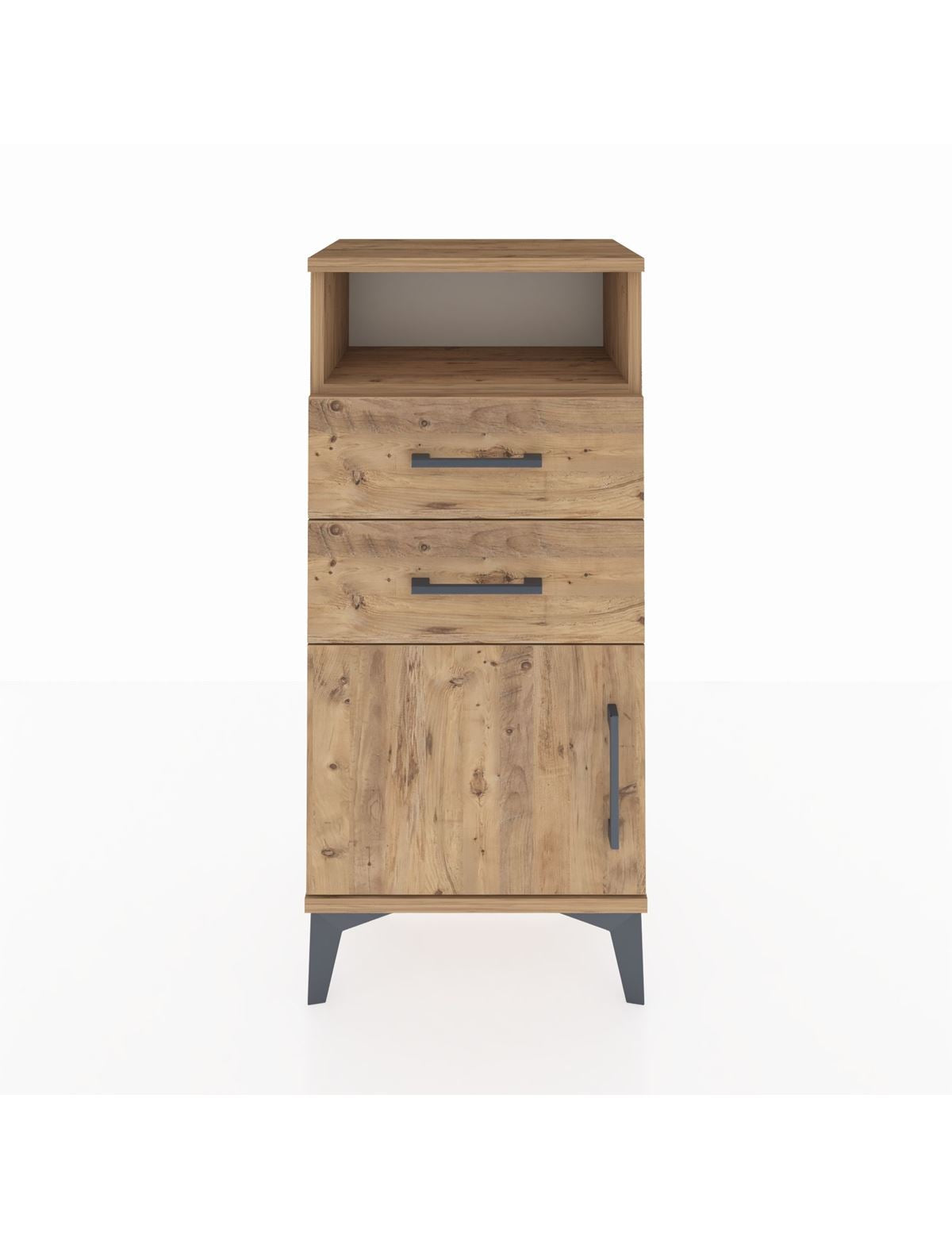 Arges Komodin Tek Raflı 2 Çekmeceli Tek Kapaklı 44x30x96 - S09M025V9A