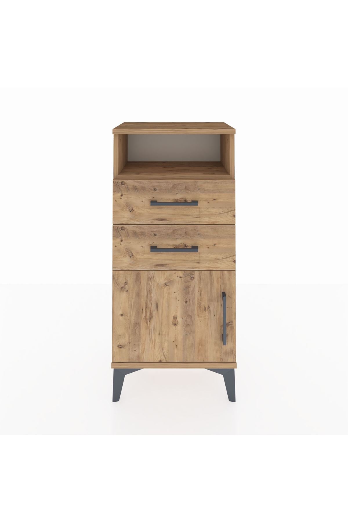 Arges Komodin Tek Raflı 2 Çekmeceli Tek Kapaklı 44x30x96 - S09M025V9A