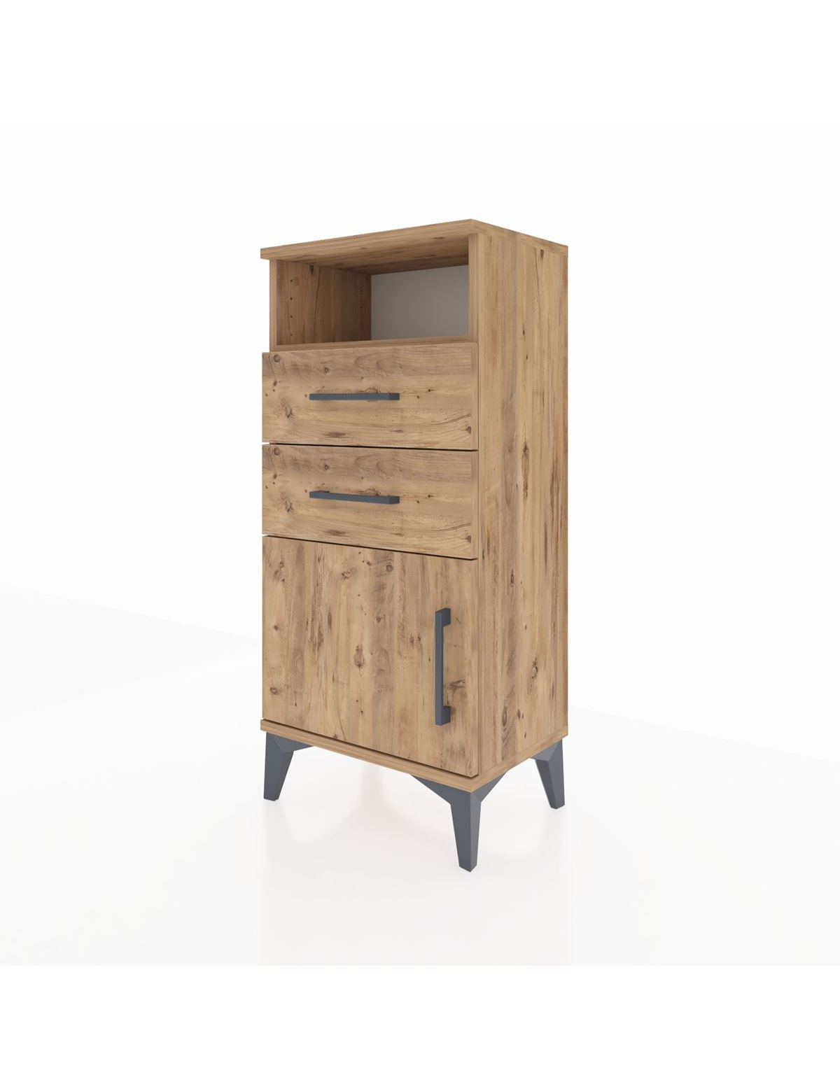 Arges Komodin Tek Raflı 2 Çekmeceli Tek Kapaklı 44x30x96 - S09M025V9A