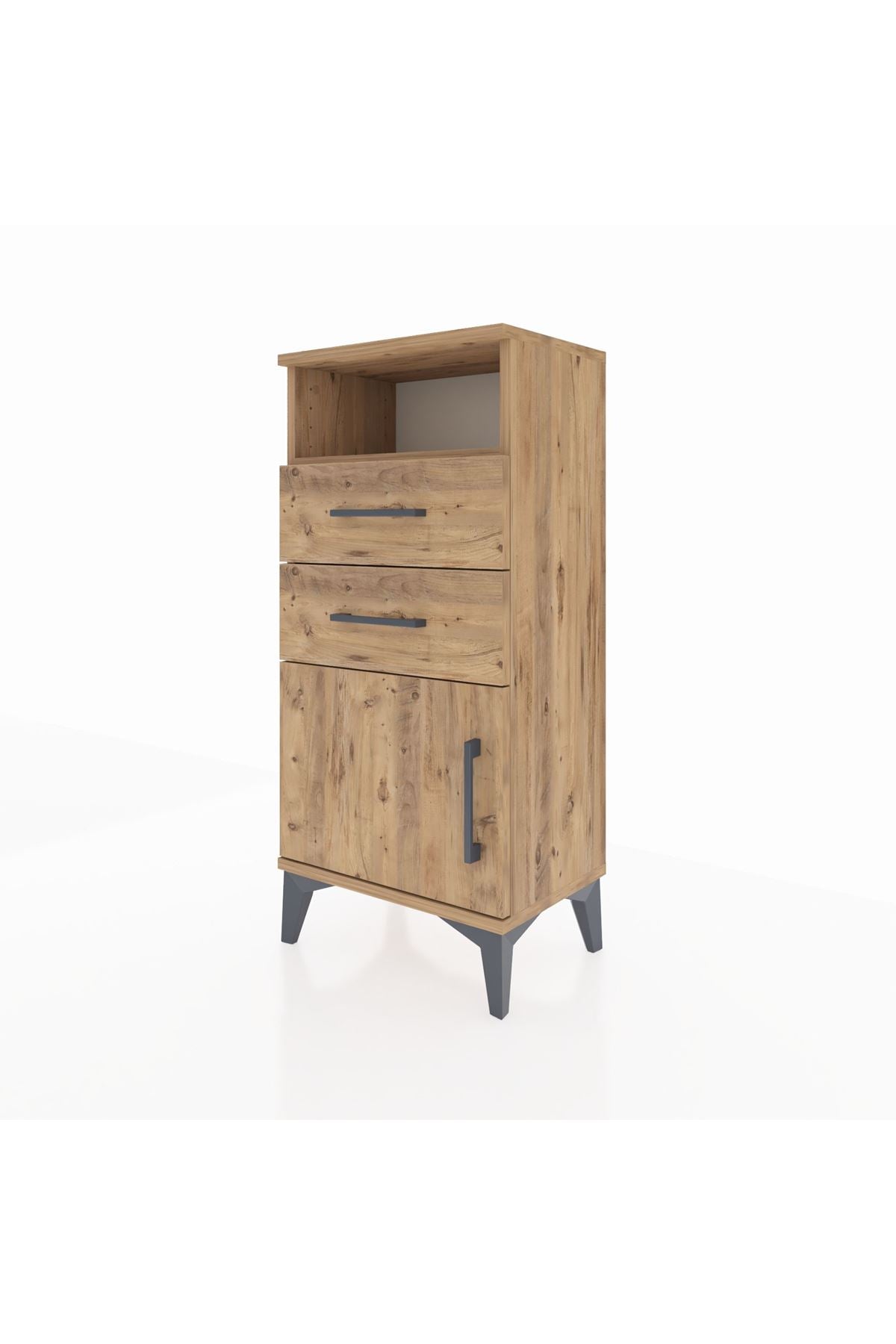 Arges Komodin Tek Raflı 2 Çekmeceli Tek Kapaklı 44x30x96 - S09M025V9A