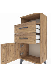 Arges Komodin Tek Raflı 2 Çekmeceli Tek Kapaklı 44x30x96 - S09M025V9A