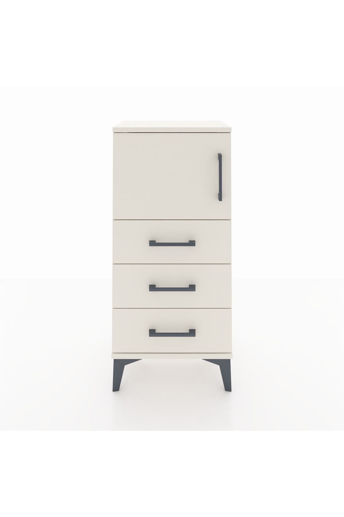 Arges Komodin Tek Raflı 3 Çekmeceli Tek Kapaklı 44x30x96 - S09M026V1A