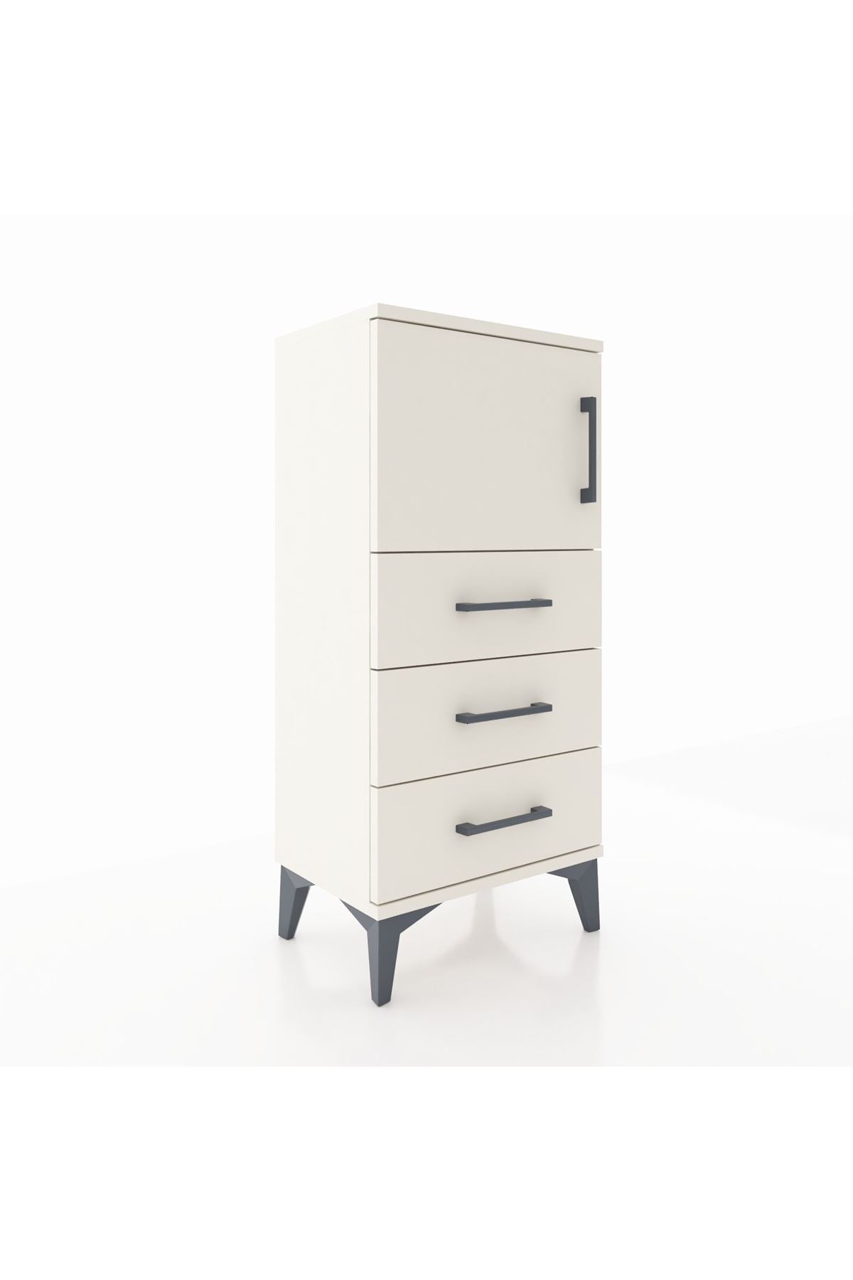 Arges Komodin Tek Raflı 3 Çekmeceli Tek Kapaklı 44x30x96 - S09M026V1A