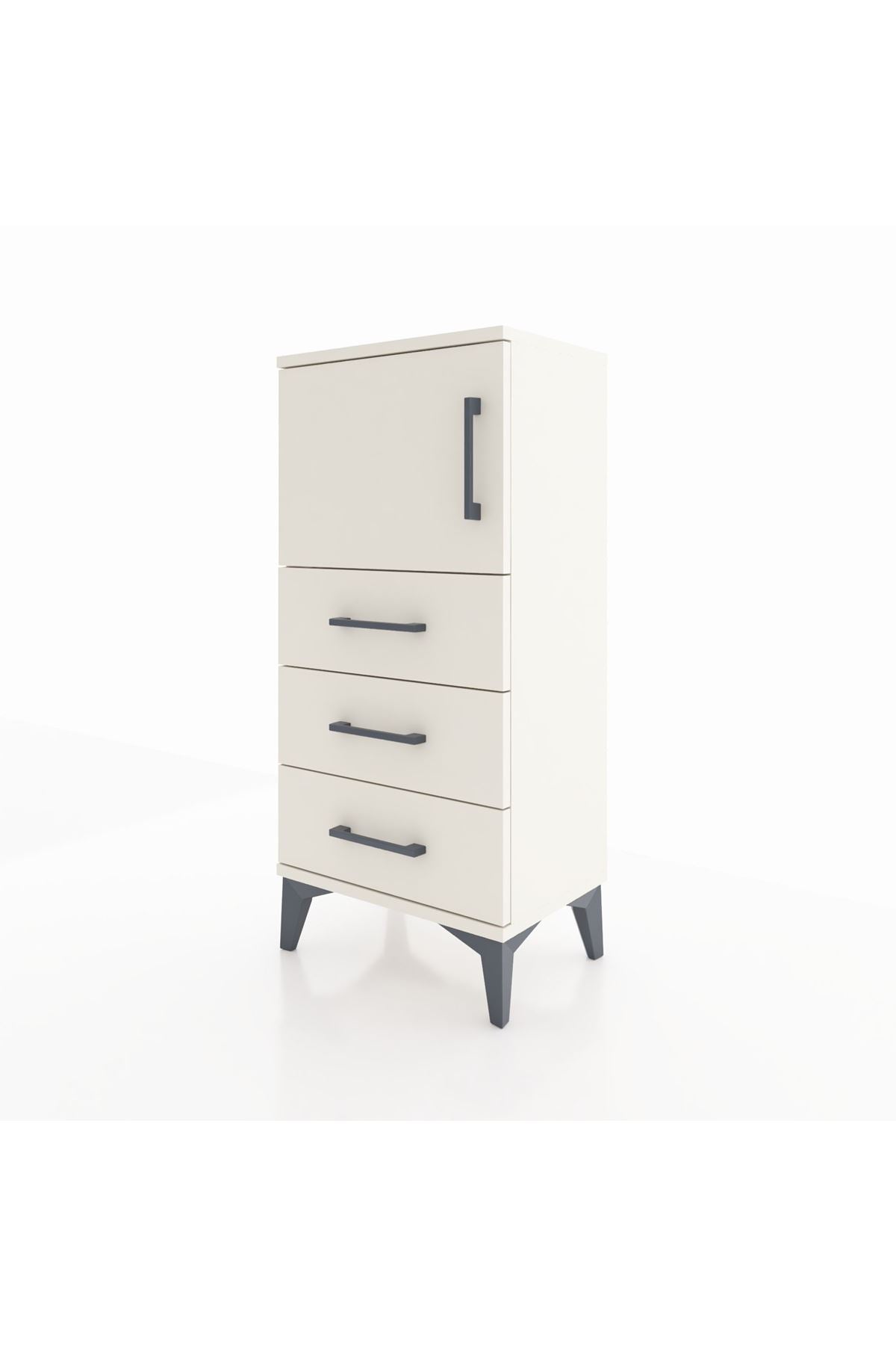 Arges Komodin Tek Raflı 3 Çekmeceli Tek Kapaklı 44x30x96 - S09M026V1A