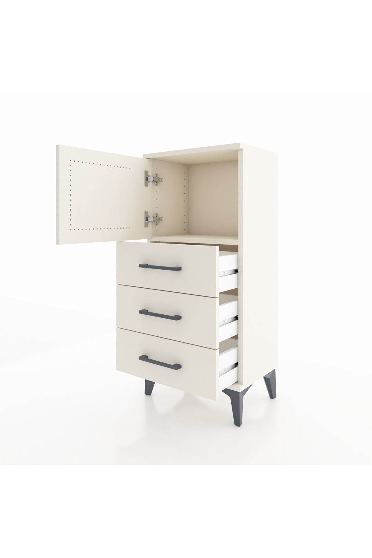 Arges Komodin Tek Raflı 3 Çekmeceli Tek Kapaklı 44x30x96 - S09M026V1A