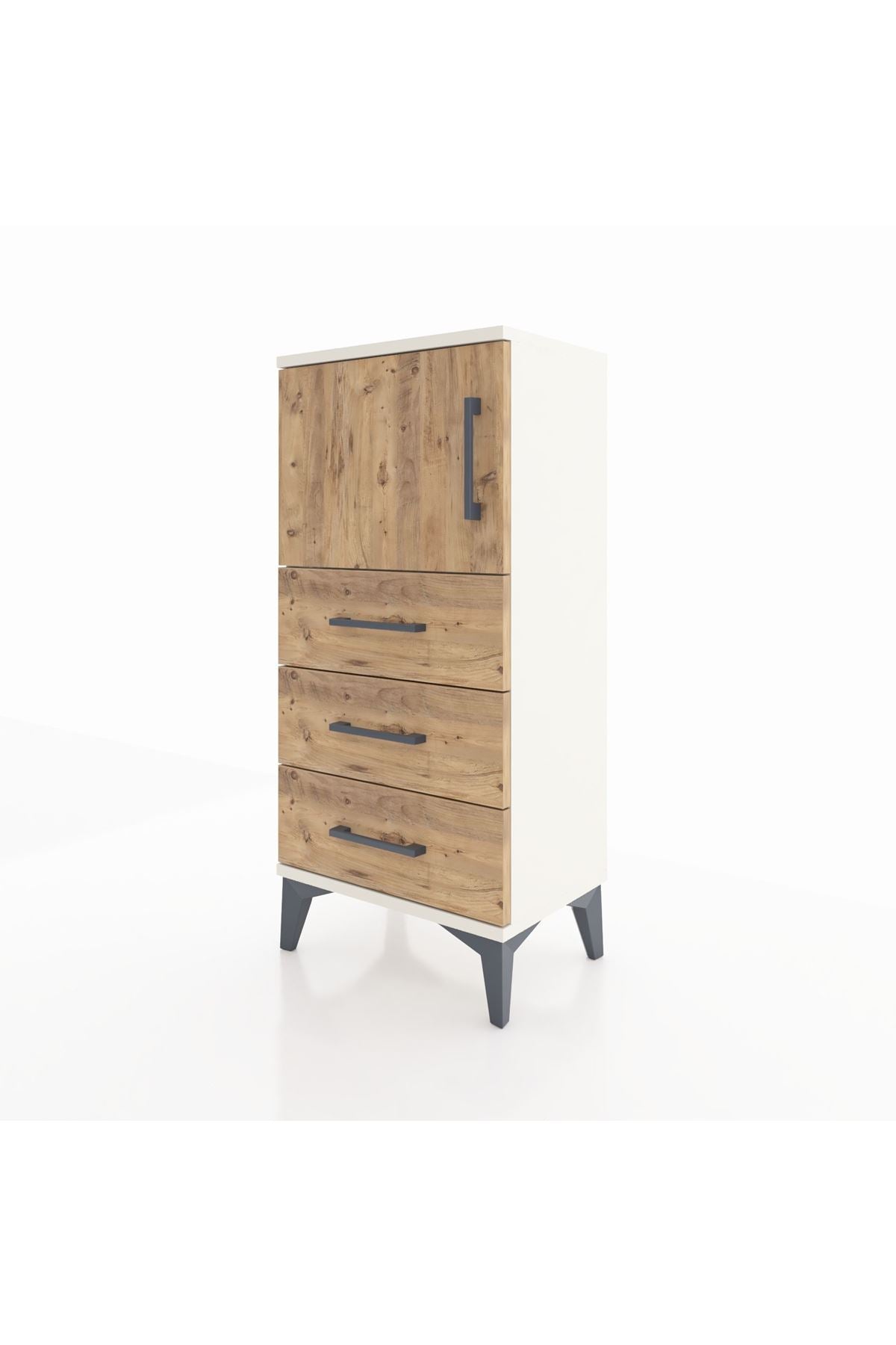 Arges Komodin Tek Raflı 3 Çekmeceli Tek Kapaklı 44x30x96 - S09M026V3A