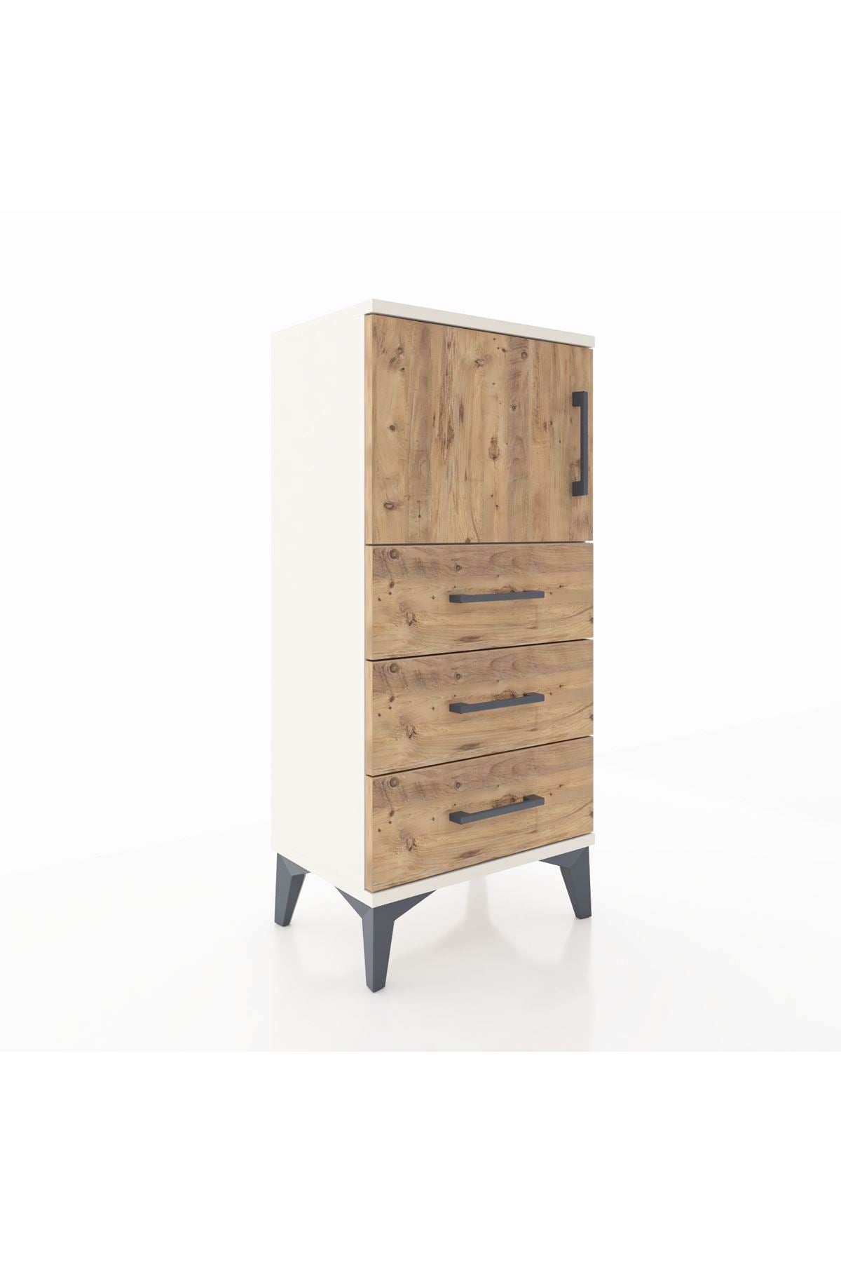 Arges Komodin Tek Raflı 3 Çekmeceli Tek Kapaklı 44x30x96 - S09M026V3A
