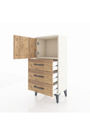 Arges Komodin Tek Raflı 3 Çekmeceli Tek Kapaklı 44x30x96 - S09M026V3A