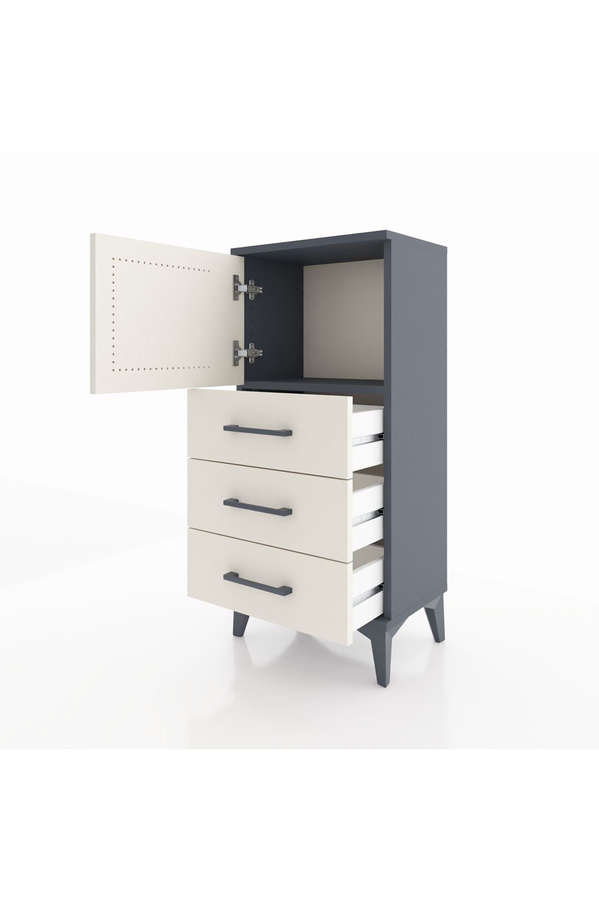 Arges Komodin Tek Raflı 3 Çekmeceli Tek Kapaklı 44x30x96 - S09M026V4A