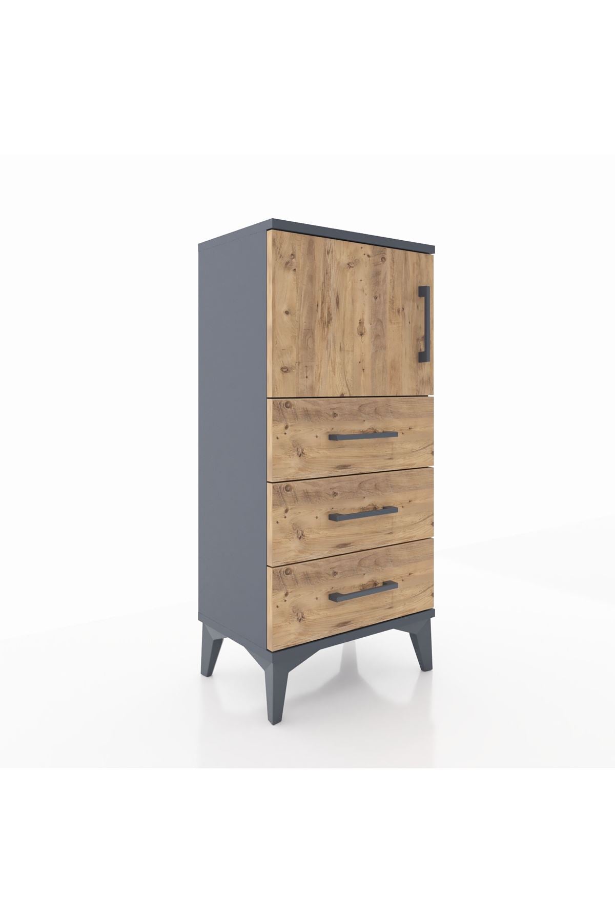 Arges Komodin Tek Raflı 3 Çekmeceli Tek Kapaklı 44x30x96 - S09M026V6A