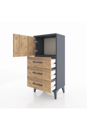 Arges Komodin Tek Raflı 3 Çekmeceli Tek Kapaklı 44x30x96 - S09M026V6A
