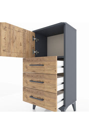 Arges Komodin Tek Raflı 3 Çekmeceli Tek Kapaklı 44x30x96 - S09M026V6A