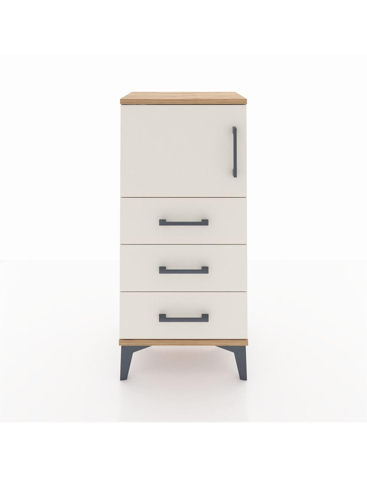 Arges Komodin Tek Raflı 3 Çekmeceli Tek Kapaklı 44x30x96 - S09M026V7A