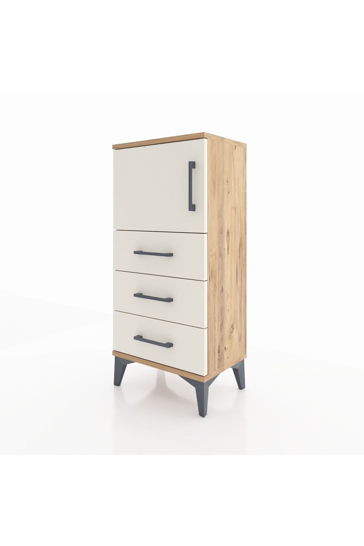 Arges Komodin Tek Raflı 3 Çekmeceli Tek Kapaklı 44x30x96 - S09M026V7A