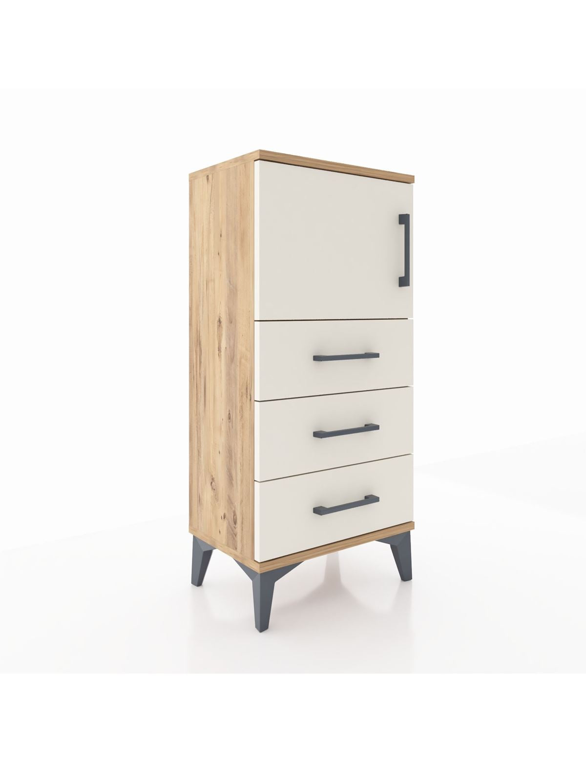 Arges Komodin Tek Raflı 3 Çekmeceli Tek Kapaklı 44x30x96 - S09M026V7A
