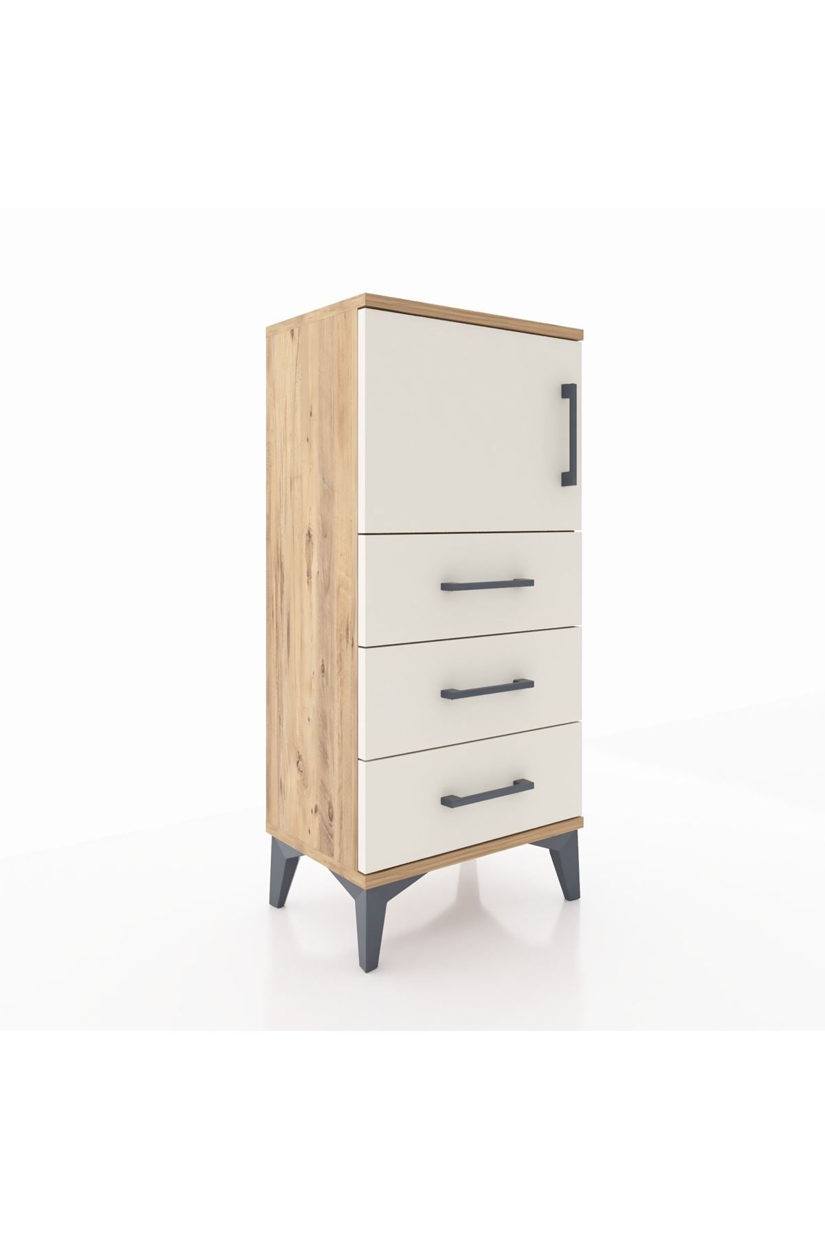 Arges Komodin Tek Raflı 3 Çekmeceli Tek Kapaklı 44x30x96 - S09M026V7A