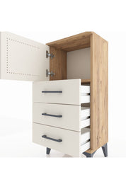 Arges Komodin Tek Raflı 3 Çekmeceli Tek Kapaklı 44x30x96 - S09M026V7A