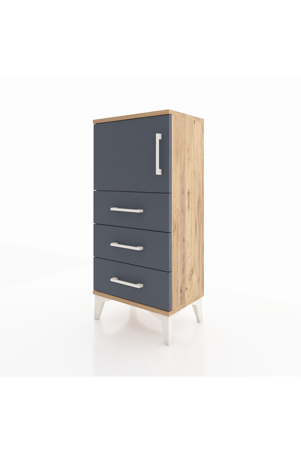 Arges Komodin Tek Raflı 3 Çekmeceli Tek Kapaklı 44x30x96 - S09M026V8A