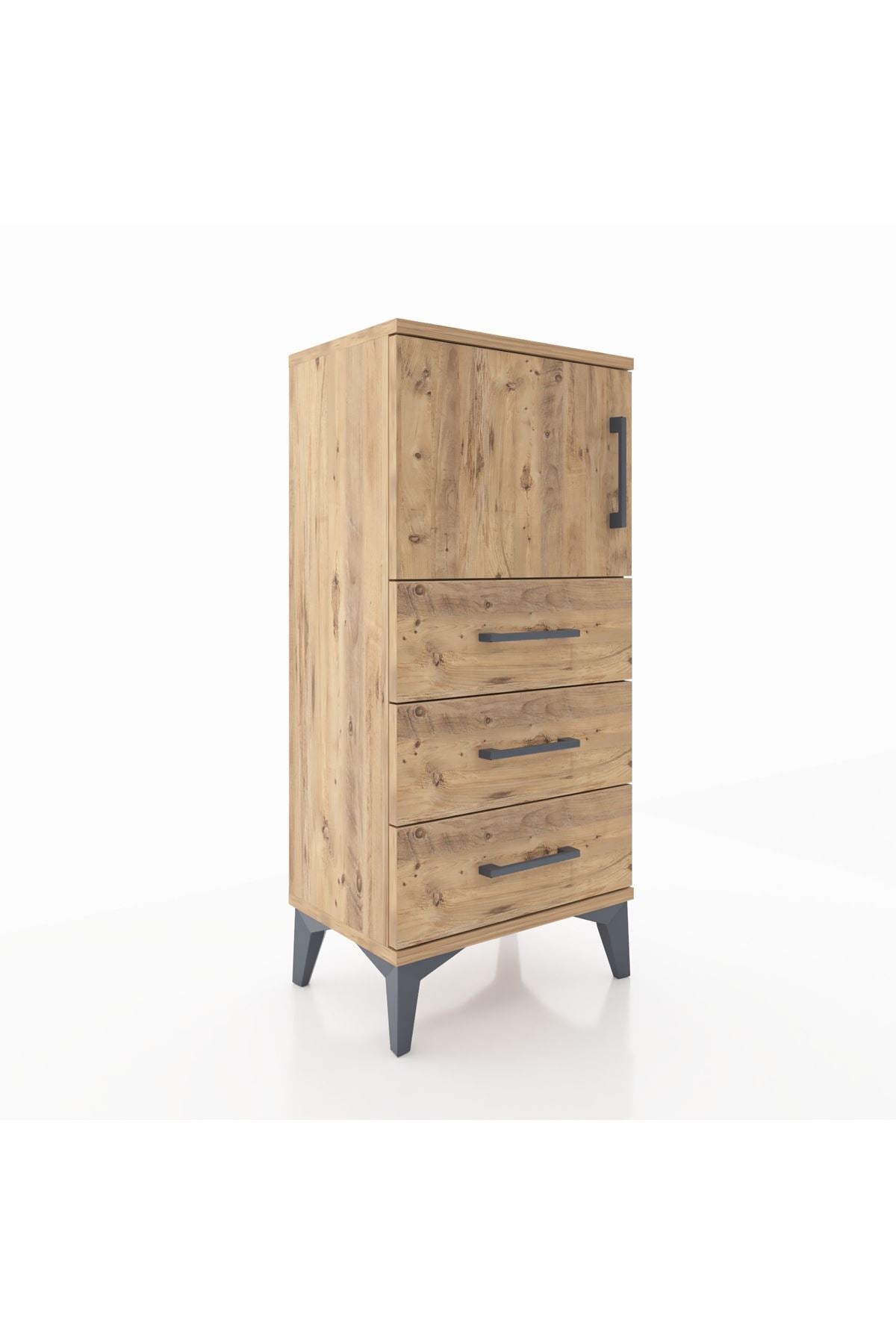 Arges Komodin Tek Raflı 3 Çekmeceli Tek Kapaklı 44x30x96 - S09M026V9A