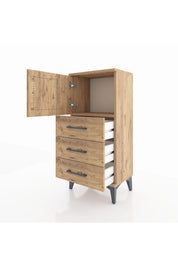 Arges Komodin Tek Raflı 3 Çekmeceli Tek Kapaklı 44x30x96 - S09M026V9A