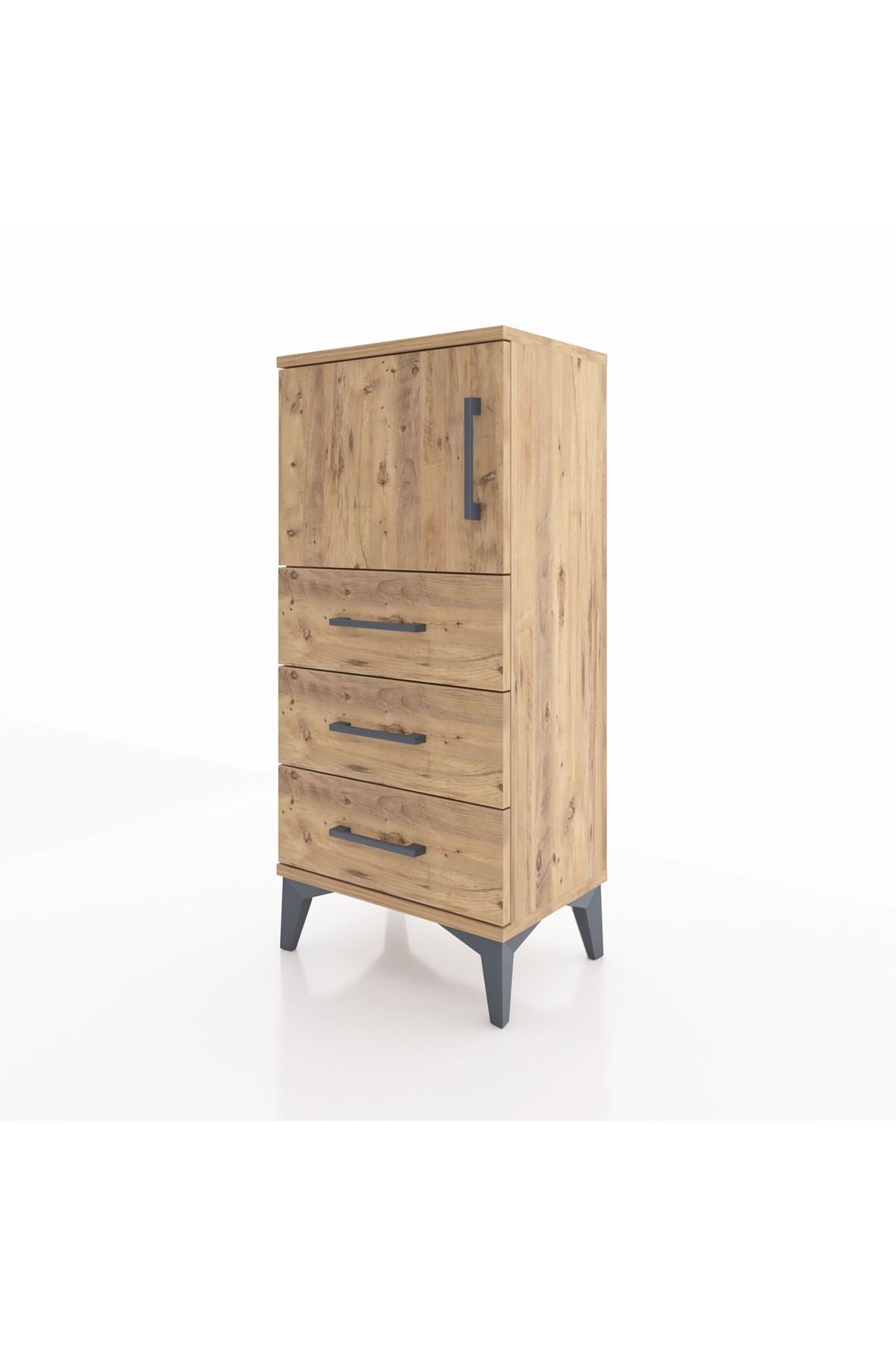Arges Komodin Tek Raflı 3 Çekmeceli Tek Kapaklı 44x30x96 - S09M026V9A