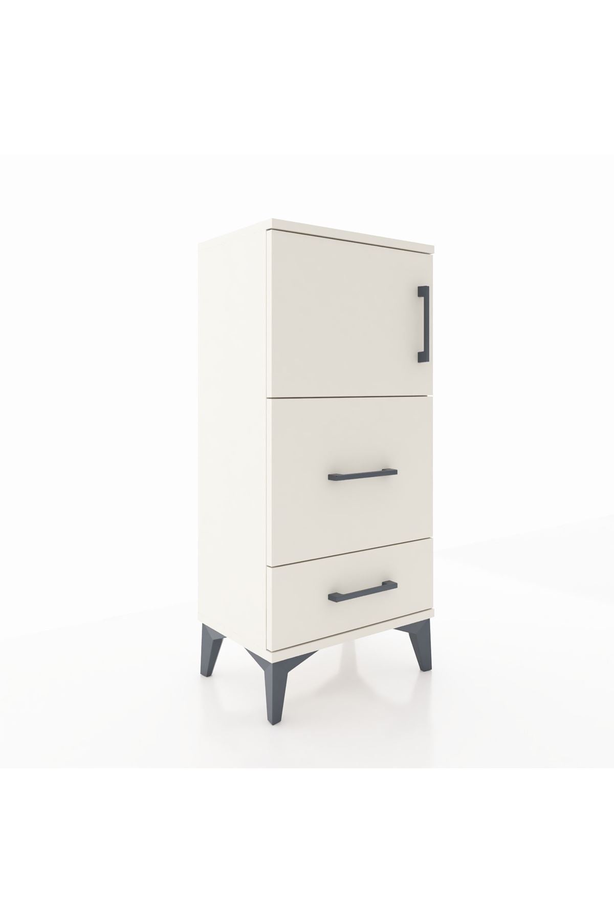 Arges Komodin Tek Raflı 2 Çekmeceli Tek Kapaklı 44x30x96 - S09M027V1A