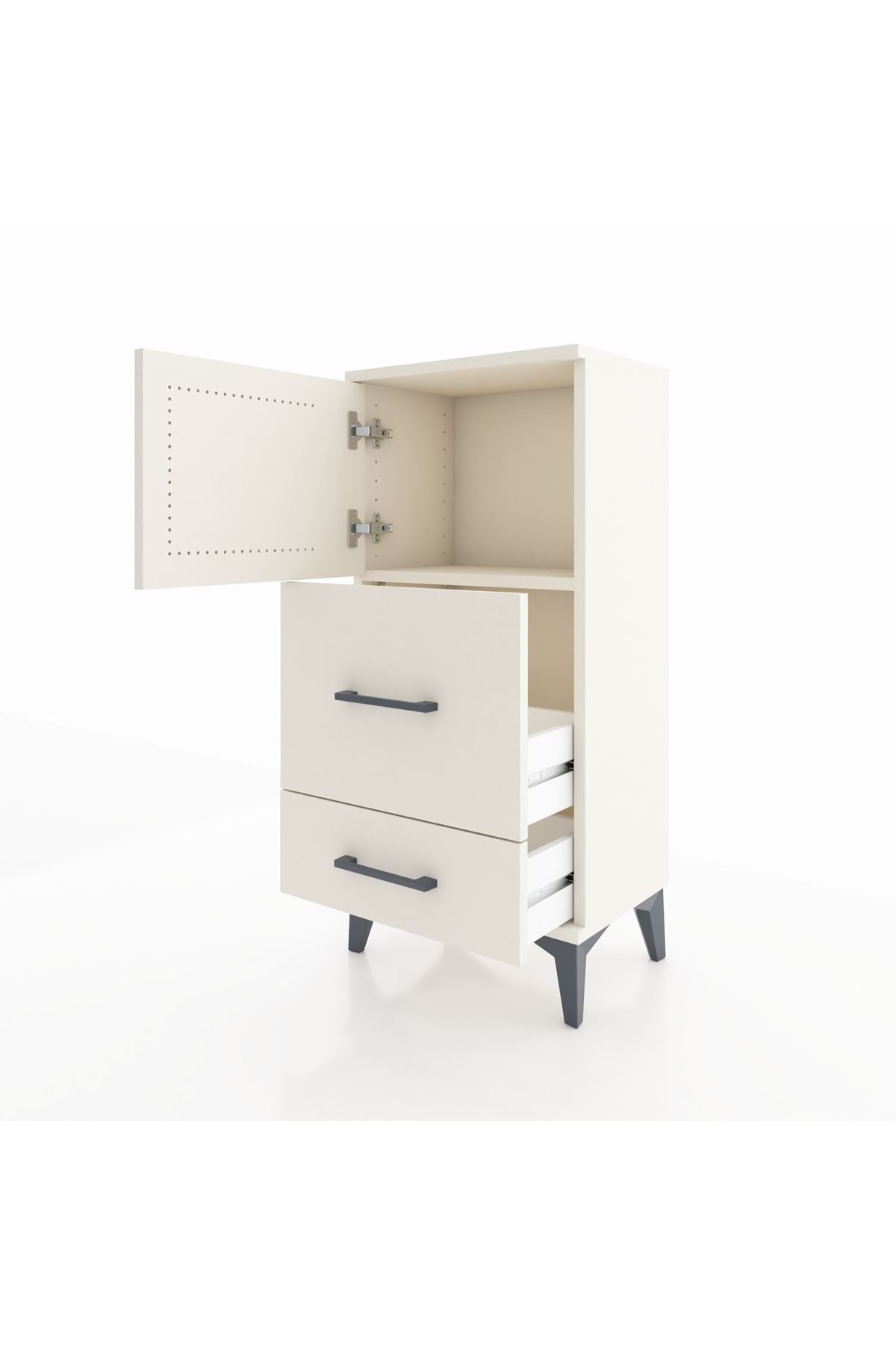 Arges Komodin Tek Raflı 2 Çekmeceli Tek Kapaklı 44x30x96 - S09M027V1A
