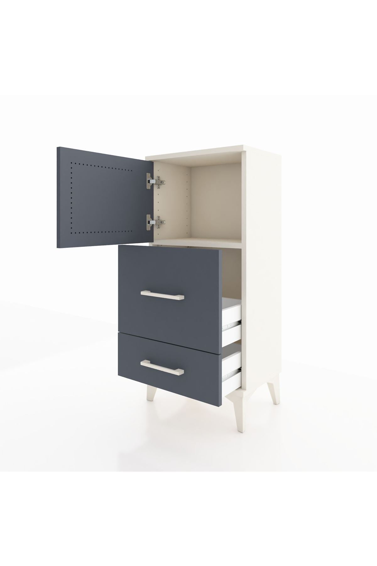 Arges Komodin Tek Raflı 2 Çekmeceli Tek Kapaklı 44x30x96 - S09M027V2A