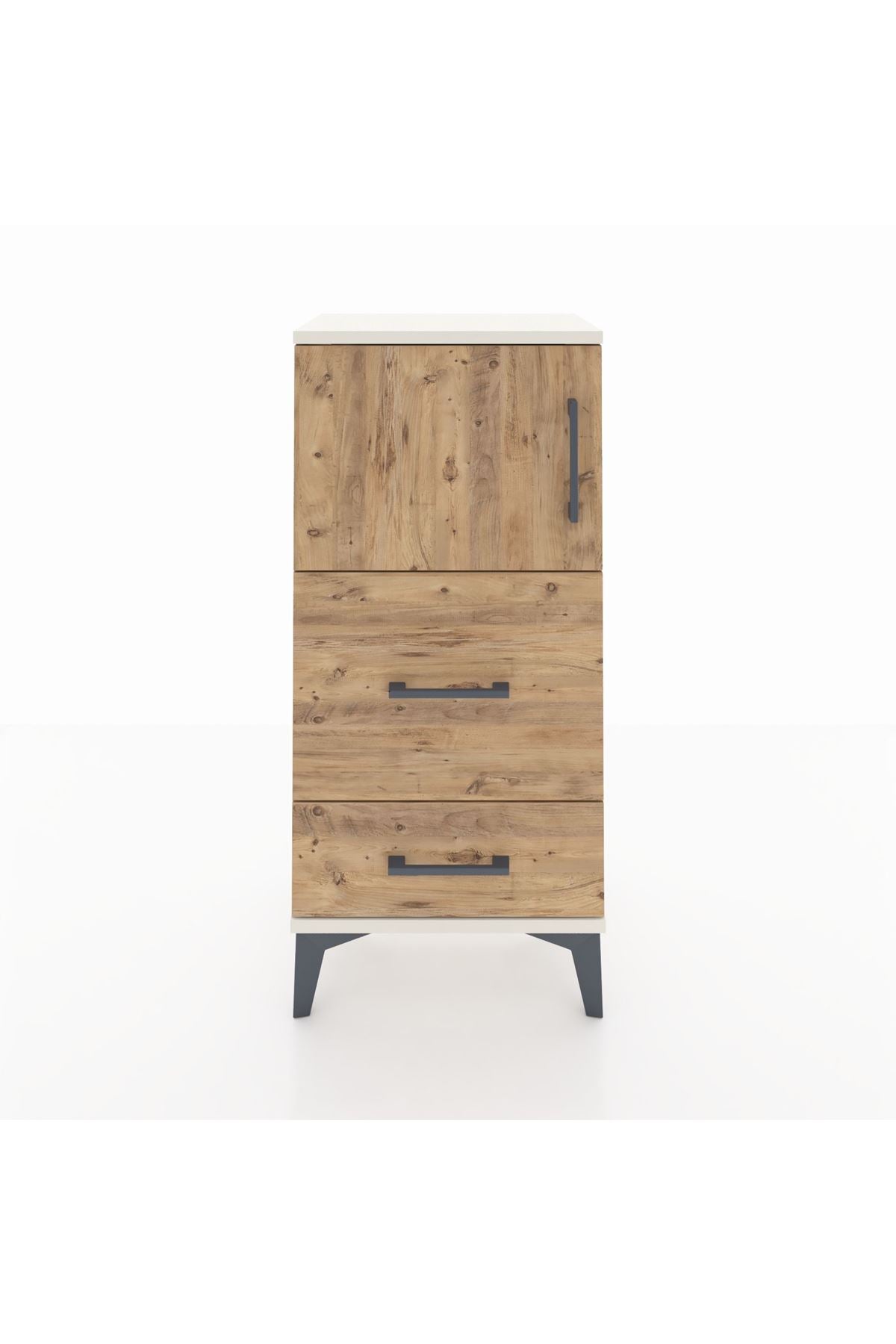 Arges Komodin Tek Raflı 2 Çekmeceli Tek Kapaklı 44x30x96 - S09M027V3A