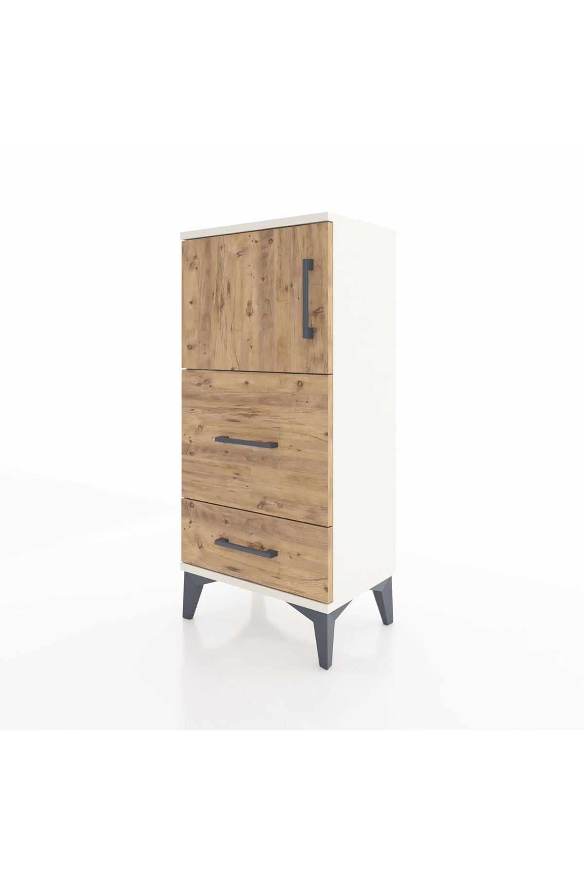 Arges Komodin Tek Raflı 2 Çekmeceli Tek Kapaklı 44x30x96 - S09M027V3A