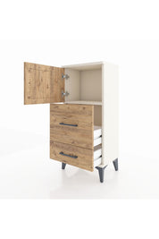 Arges Komodin Tek Raflı 2 Çekmeceli Tek Kapaklı 44x30x96 - S09M027V3A