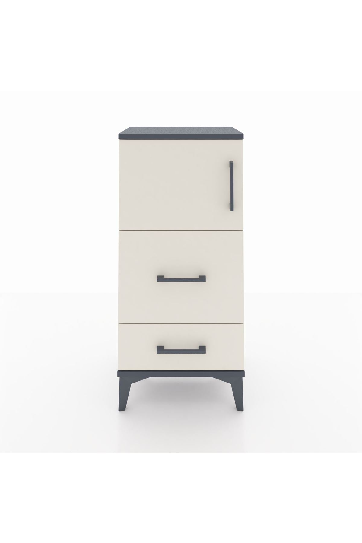 Arges Komodin Tek Raflı 2 Çekmeceli Tek Kapaklı 44x30x96 - S09M027V4A