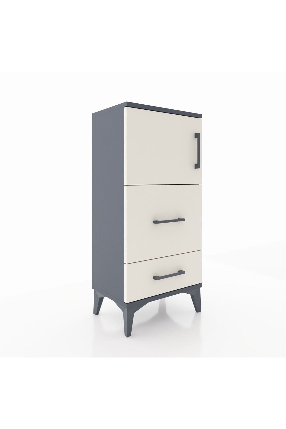 Arges Komodin Tek Raflı 2 Çekmeceli Tek Kapaklı 44x30x96 - S09M027V4A