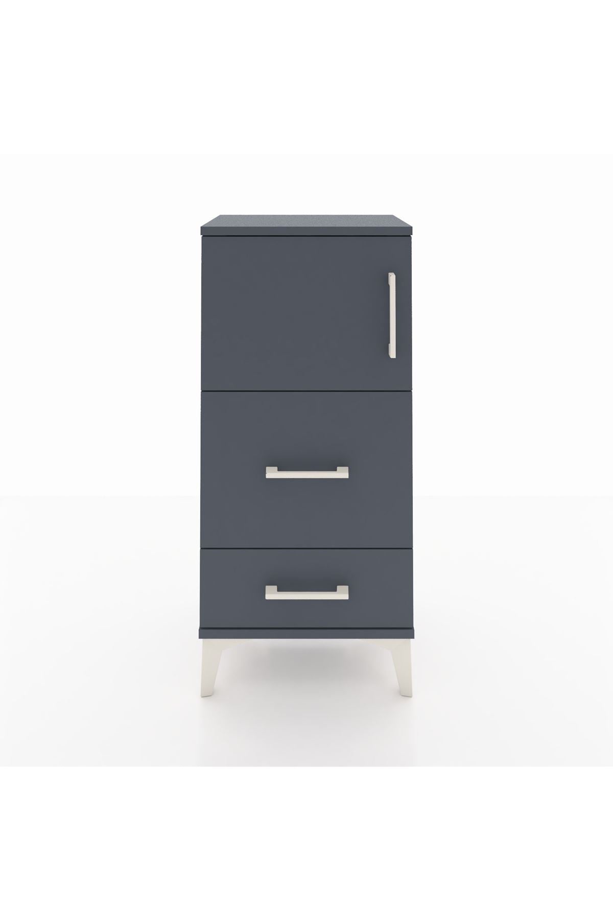 Arges Komodin Tek Raflı 2 Çekmeceli Tek Kapaklı 44x30x96 - S09M027V5A
