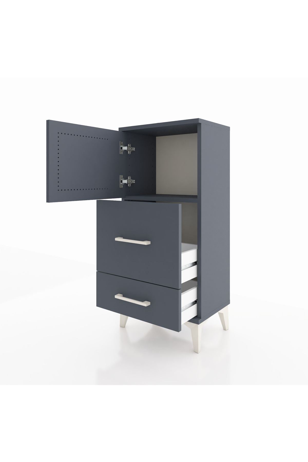 Arges Komodin Tek Raflı 2 Çekmeceli Tek Kapaklı 44x30x96 - S09M027V5A
