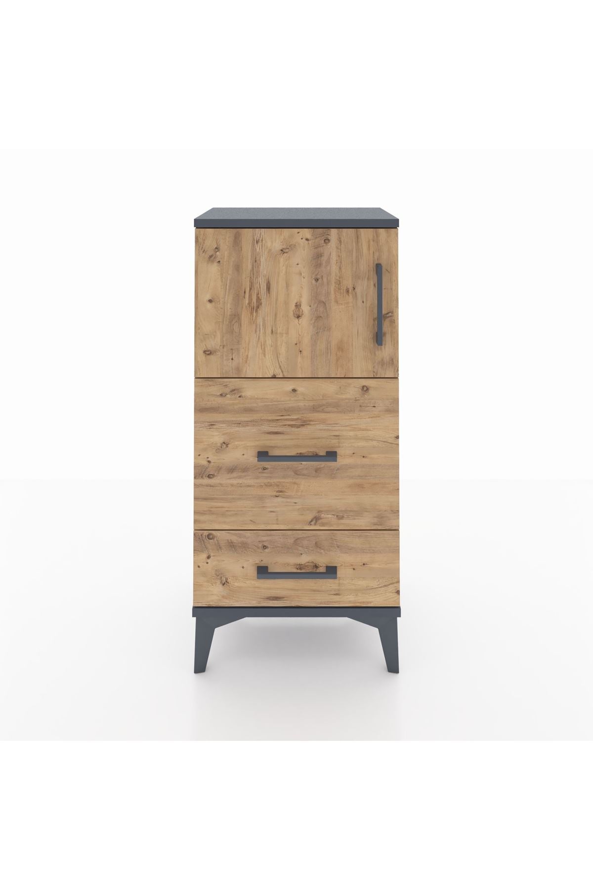 Arges Komodin Tek Raflı 2 Çekmeceli Tek Kapaklı 44x30x96 - S09M027V6A