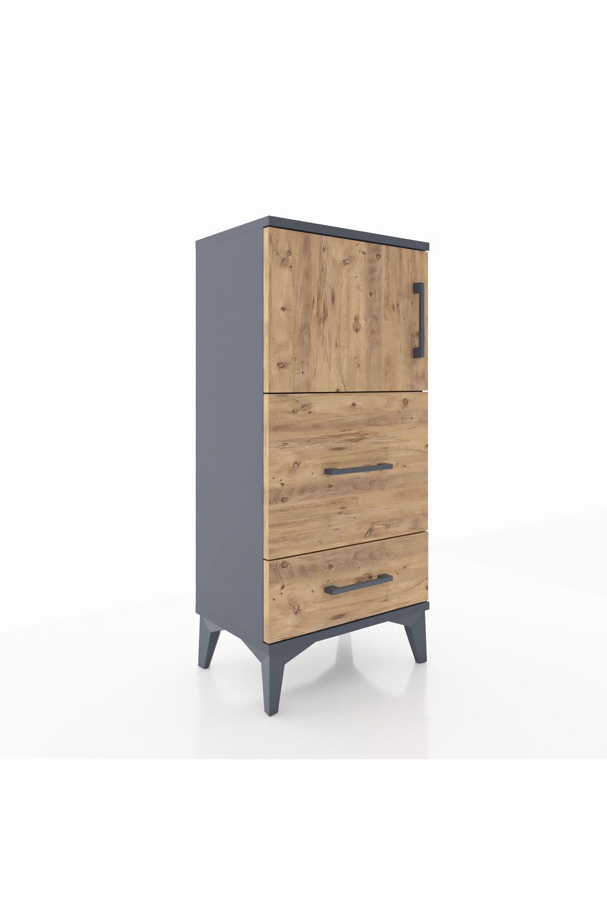 Arges Komodin Tek Raflı 2 Çekmeceli Tek Kapaklı 44x30x96 - S09M027V6A