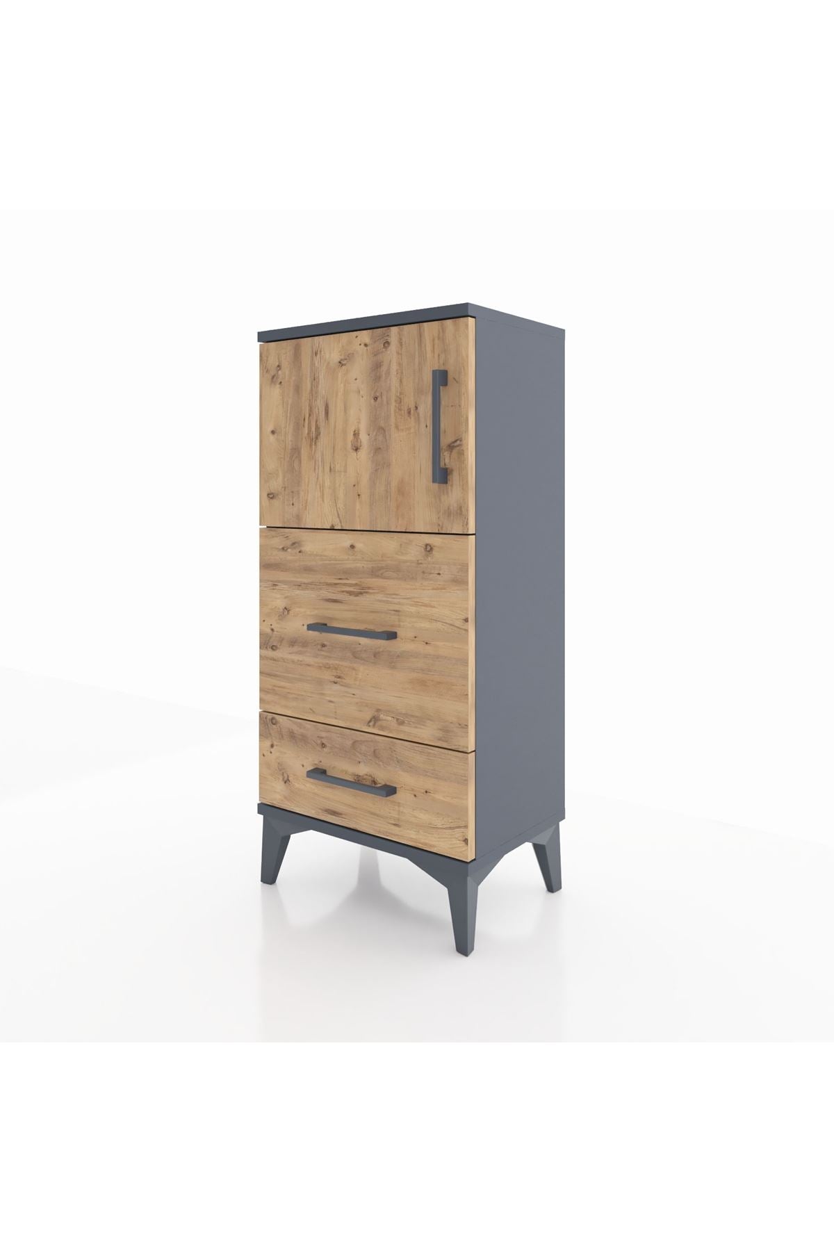 Arges Komodin Tek Raflı 2 Çekmeceli Tek Kapaklı 44x30x96 - S09M027V6A