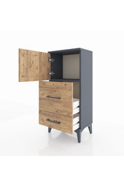 Arges Komodin Tek Raflı 2 Çekmeceli Tek Kapaklı 44x30x96 - S09M027V6A