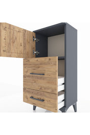Arges Komodin Tek Raflı 2 Çekmeceli Tek Kapaklı 44x30x96 - S09M027V6A