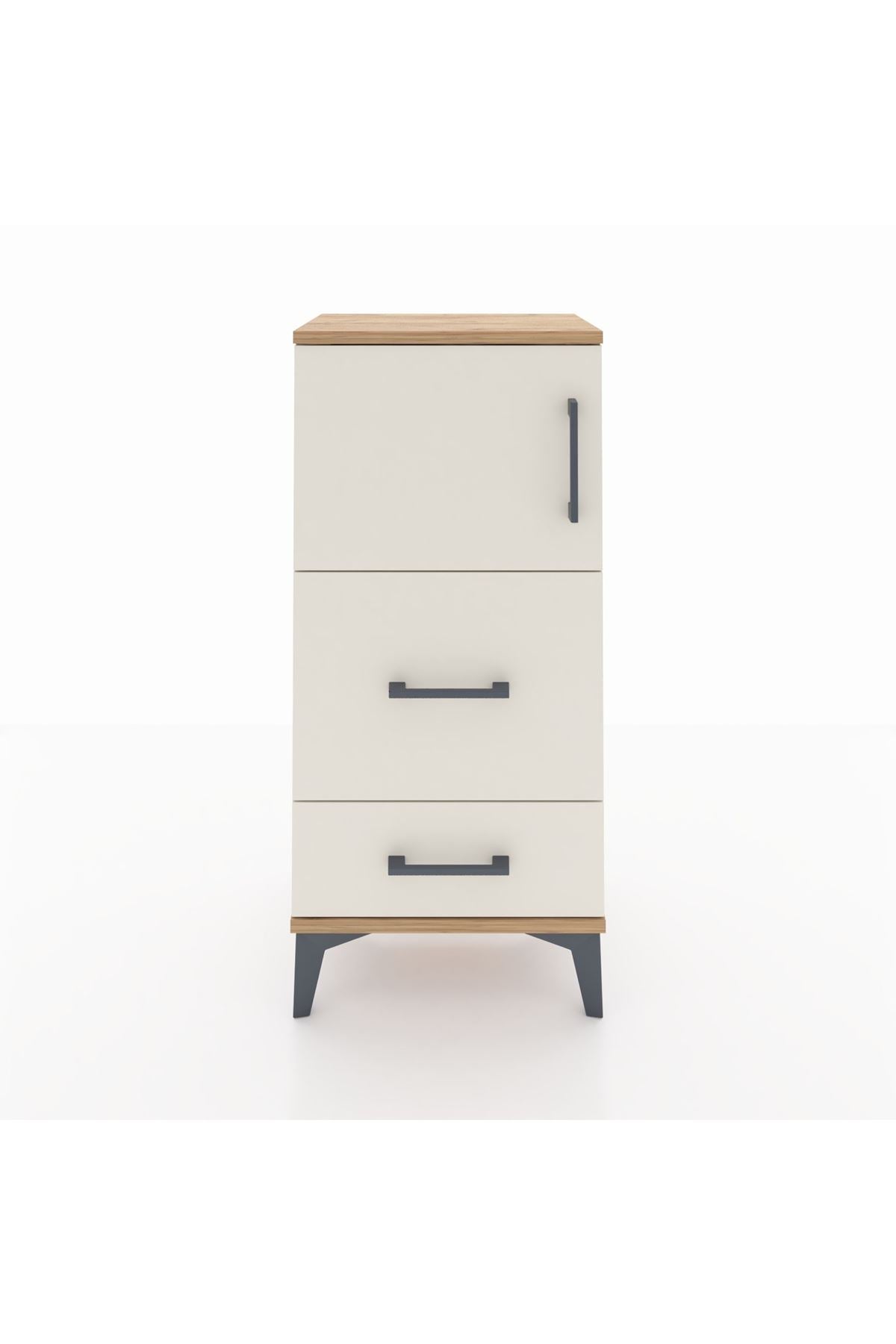 Arges Komodin Tek Raflı 2 Çekmeceli Tek Kapaklı 44x30x96 - S09M027V7A