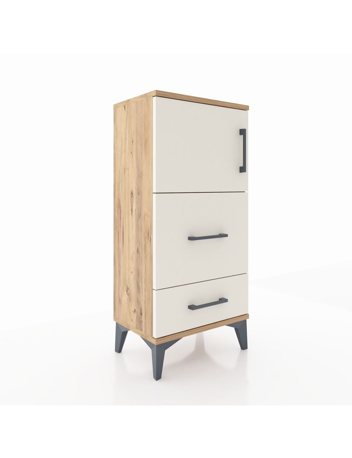 Arges Komodin Tek Raflı 2 Çekmeceli Tek Kapaklı 44x30x96 - S09M027V7A