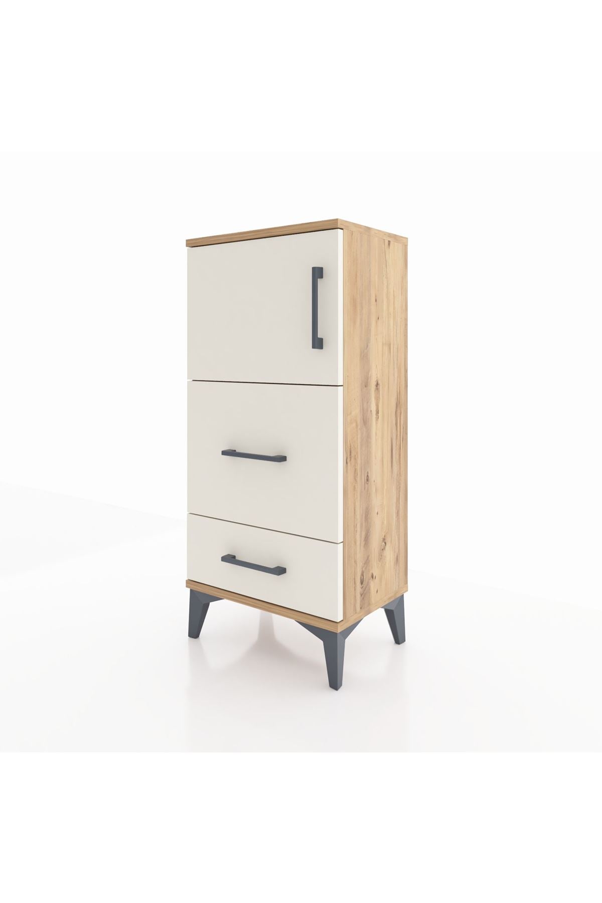 Arges Komodin Tek Raflı 2 Çekmeceli Tek Kapaklı 44x30x96 - S09M027V7A