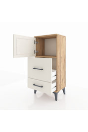 Arges Komodin Tek Raflı 2 Çekmeceli Tek Kapaklı 44x30x96 - S09M027V7A