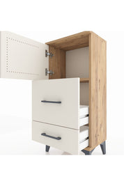 Arges Komodin Tek Raflı 2 Çekmeceli Tek Kapaklı 44x30x96 - S09M027V7A