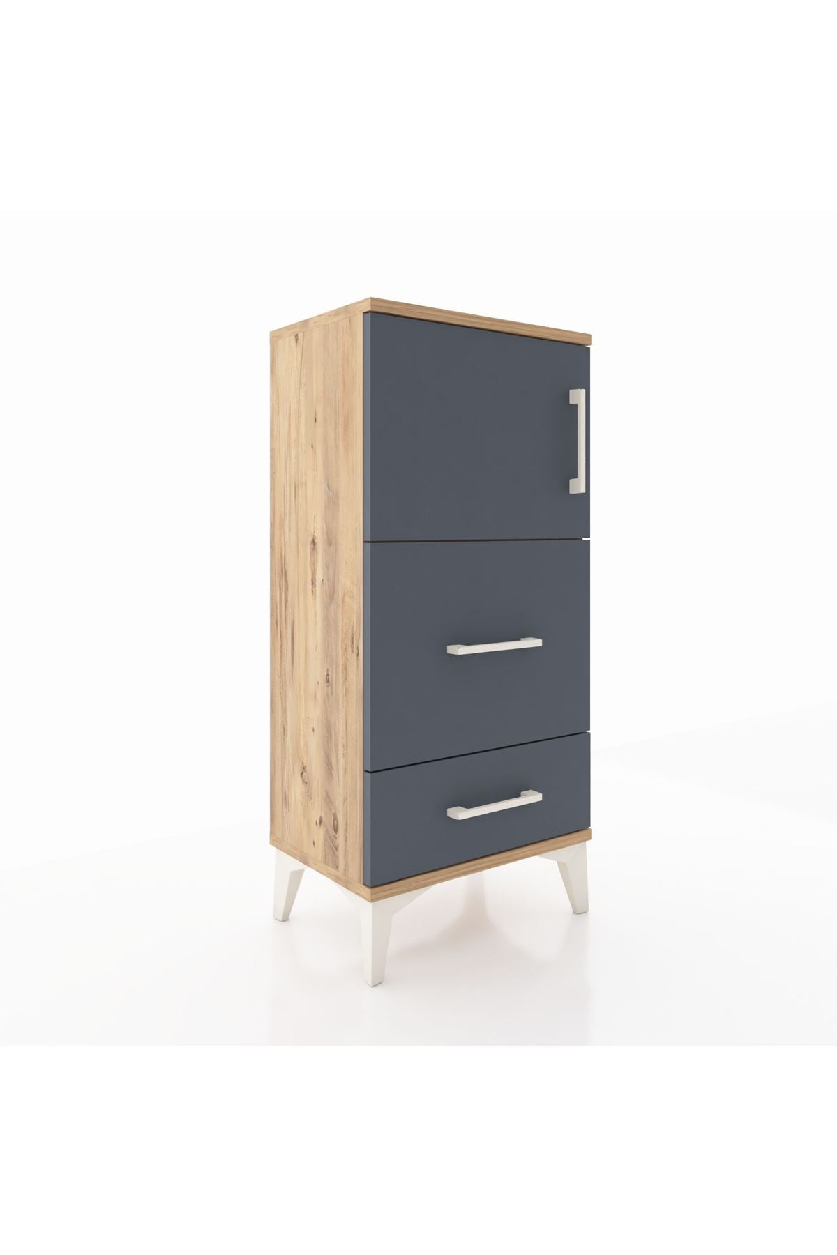 Arges Komodin Tek Raflı 2 Çekmeceli Tek Kapaklı 44x30x96 - S09M027V8A