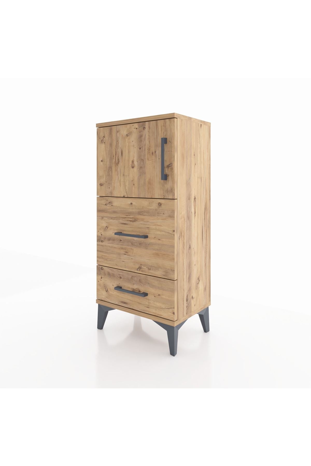 Arges Komodin Tek Raflı 2 Çekmeceli Tek Kapaklı 44x30x96 - S09M027V9A
