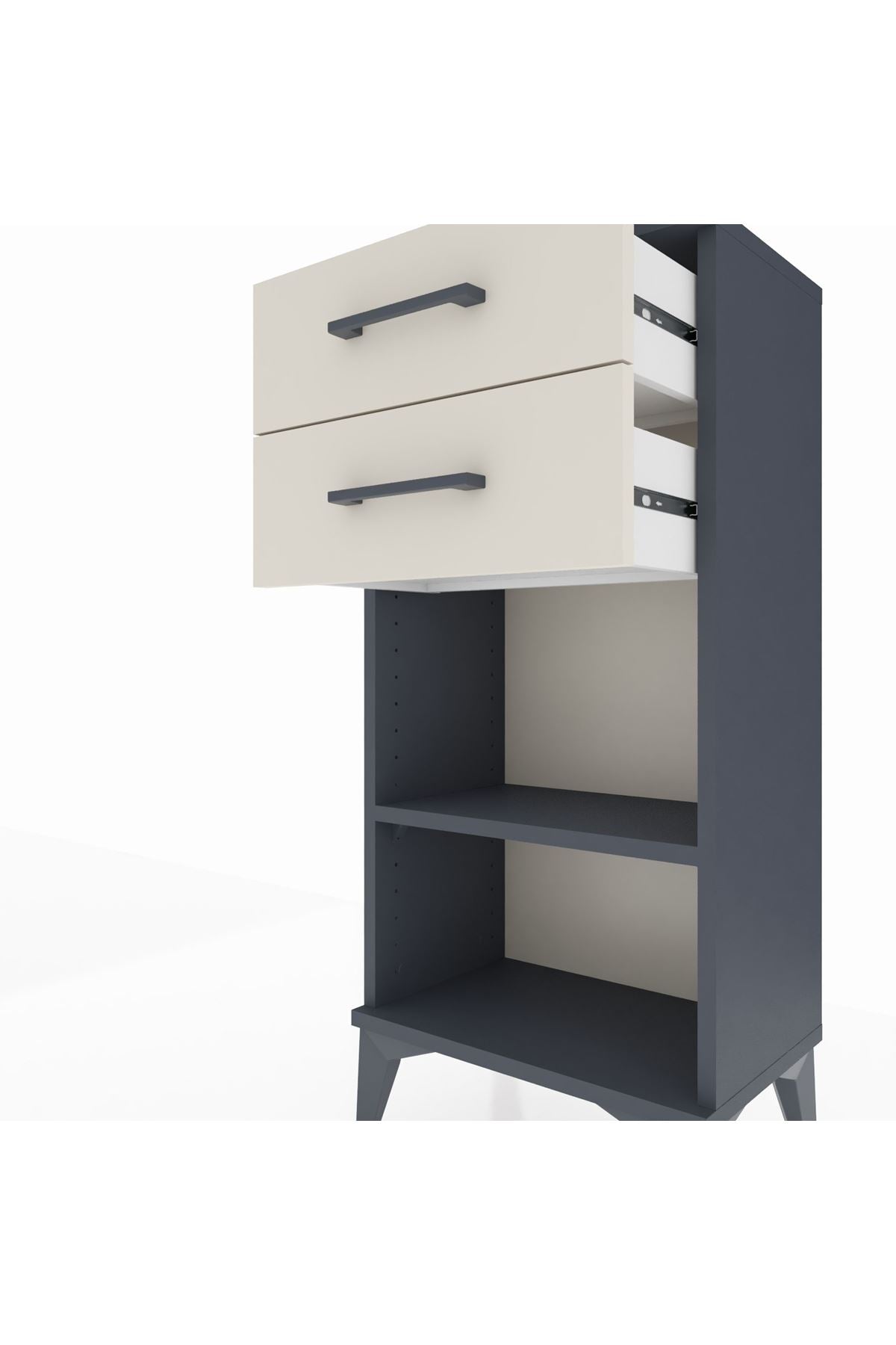 Arges Komodin Tek Raflı 2 Çekmeceli 44x30x96 - S09M003V4A