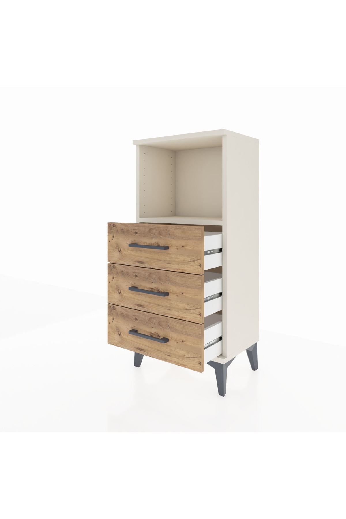 Arges Komodin Tek Raflı 3 Çekmeceli 44x30x96 - S09M005V3A